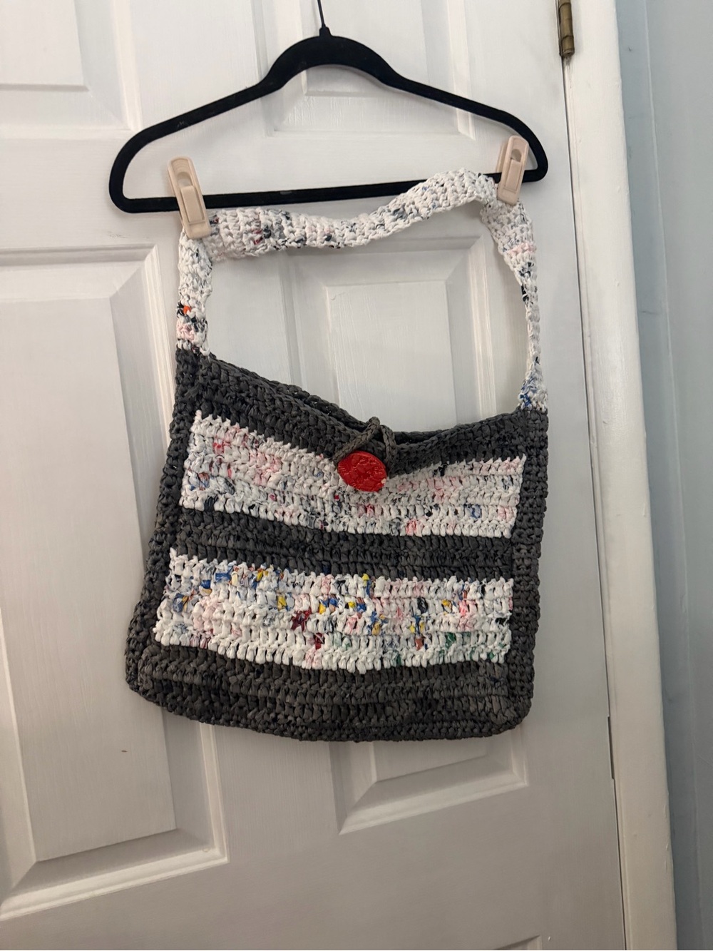 Handmade Cindy Vose Crocheted Plarn Shoulder Tote Bag Recycled Plastic